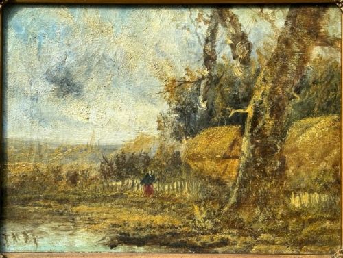 INDISTINCTLY SIGNED ORIGINAL 19TH CENTURY ANTIQUE BRITISH SCHOOL OIL PAINTING ON CANVAS BARBIZON INFLUENCE ENGLISH LANDSCAPE - ADDITIONAL PHOTO 3