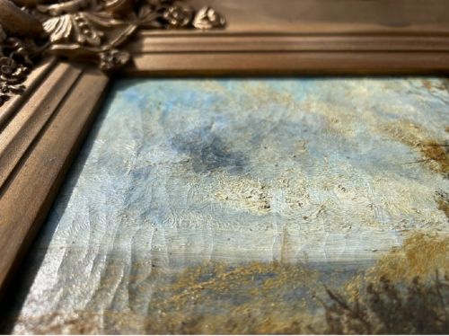 INDISTINCTLY SIGNED ORIGINAL 19TH CENTURY ANTIQUE BRITISH SCHOOL OIL PAINTING ON CANVAS BARBIZON INFLUENCE ENGLISH LANDSCAPE - ADDITIONAL PHOTO 4