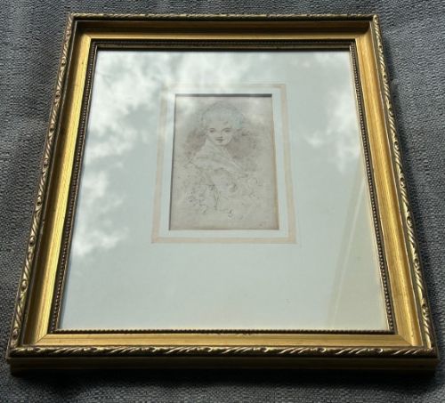 ATTRIBUTED TO SIR JOSHUA REYNOLDS ORIGINAL MID 18TH CENTURY ANTIQUE SIGNED WATERCOLOUR WASH SKETCH PAINTING PORTRAIT OF A YOUNG LADY - ADDITIONAL PHOTO 10