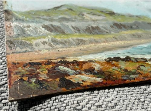 ANTHONY GRAHAM ANTIQUE ORIGINAL OIL PAINTING ISLE OF WIGHT LUCCOMBE BAY SCENE - ADDITIONAL PHOTO 6