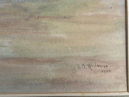 F A ROYLANCE 1908 SIGNED ORIGINAL EARLY 20TH CENTURY ANTIQUE WATERCOLOUR PAINTING SCARBOROUGH BAY HARBOUR YORKSHIRE COAST LANDSCAPE - ADDITIONAL PHOTO 2