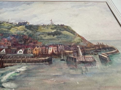 F A ROYLANCE 1908 SIGNED ORIGINAL EARLY 20TH CENTURY ANTIQUE WATERCOLOUR PAINTING SCARBOROUGH BAY HARBOUR YORKSHIRE COAST LANDSCAPE - ADDITIONAL PHOTO 9