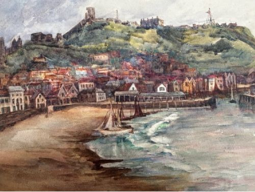 F A ROYLANCE 1908 SIGNED ORIGINAL EARLY 20TH CENTURY ANTIQUE WATERCOLOUR PAINTING SCARBOROUGH BAY HARBOUR YORKSHIRE COAST LANDSCAPE - ADDITIONAL PHOTO 10