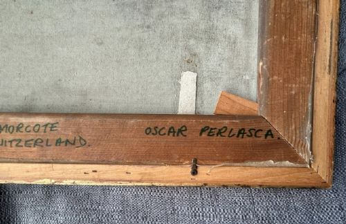 OSCAR PERLASCA SIGNED ORIGINAL EARLY 20TH CENTURY ANTIQUE OIL PAINTING ON CANVAS VICO MORCOTE TICINO SWITZERLAND SWISS LANDSCAPE - ADDITIONAL PHOTO 12
