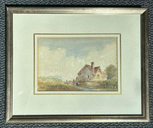 ORIGINAL 19TH CENTURY ANTIQUE WATERCOLOUR PAINTING COTTAGE AND MILL TRADITIONAL ENGLISH LANDSCAPE - ADDITIONAL PHOTO 3