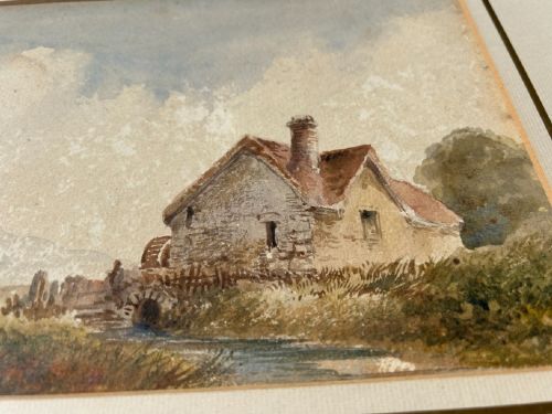 ORIGINAL 19TH CENTURY ANTIQUE WATERCOLOUR PAINTING COTTAGE AND MILL TRADITIONAL ENGLISH LANDSCAPE - ADDITIONAL PHOTO 5