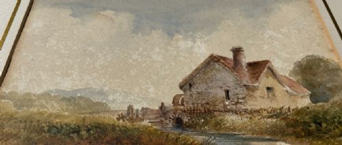 ORIGINAL 19TH CENTURY ANTIQUE WATERCOLOUR PAINTING COTTAGE AND MILL TRADITIONAL ENGLISH LANDSCAPE - ADDITIONAL PHOTO 10
