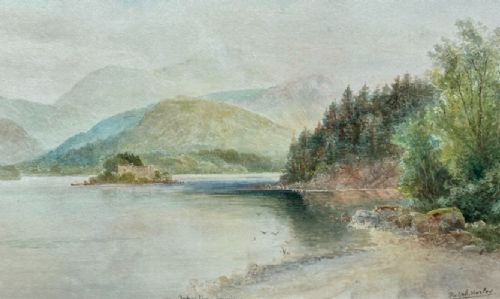 RALPH MORLEY SIGNED ORIGINAL LATE 19TH CENTURY ANTIQUE WATERCOLOUR PAINTING 'LOCH AN EILEIN' TRADITIONAL SCOTTISH LANDSCAPE - ADDITIONAL PHOTO 1