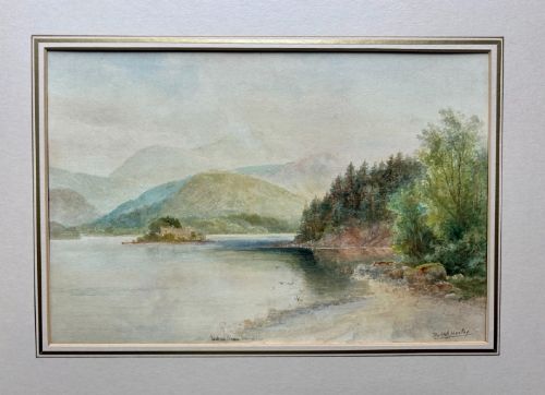 RALPH MORLEY SIGNED ORIGINAL LATE 19TH CENTURY ANTIQUE WATERCOLOUR PAINTING 'LOCH AN EILEIN' TRADITIONAL SCOTTISH LANDSCAPE - ADDITIONAL PHOTO 2