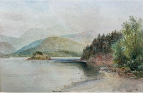 RALPH MORLEY SIGNED ORIGINAL LATE 19TH CENTURY ANTIQUE WATERCOLOUR PAINTING 'LOCH AN EILEIN' TRADITIONAL SCOTTISH LANDSCAPE - ADDITIONAL PHOTO 3
