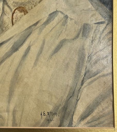 HARRY EPWORTH ALLEN 1921 SIGNED ORIGINAL EARLY 20TH CENTURY ANTIQUE GOUACHE WATERCOLOUR PORTRAIT PAINTING STUDY OF A LADY - ADDITIONAL PHOTO 6