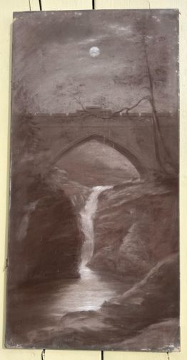 ANTIQUE CHARCOAL PAINTING ON CANVAS LINN OF DEE BRAEMAR IN SCOTLAND GRIMSHAWWHISTLER INFLUENCE LATE 19TH CENTURY SCOTTISH LANDSCAPE - ADDITIONAL PHOTO 2