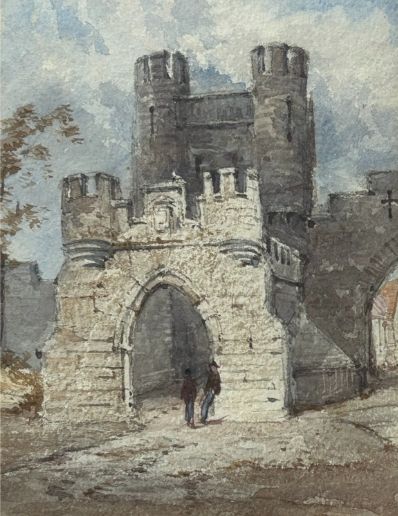 WILLIAM JAMES BODDY ORIGINAL LATE 19TH CENTURY ANTIQUE WATERCOLOUR PAINTING WALMGATE BAR IN YORK BRITISH HISTORICAL CITYSCAPE