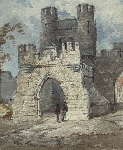 WILLIAM JAMES BODDY ORIGINAL LATE 19TH CENTURY ANTIQUE WATERCOLOUR PAINTING WALMGATE BAR IN YORK BRITISH HISTORICAL CITYSCAPE - ADDITIONAL PHOTO 2