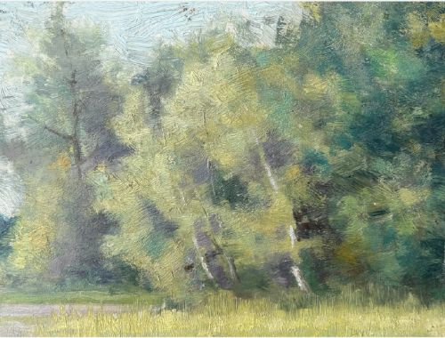 ATTRIBUTED TO MAUD RAPHAEL JONES 18621935 LAKESIDE TREES ORIGINAL ANTIQUE OIL PAINTING ON PANEL IN GILT FRAME BRITISH LANDSCAPE - ADDITIONAL PHOTO 7