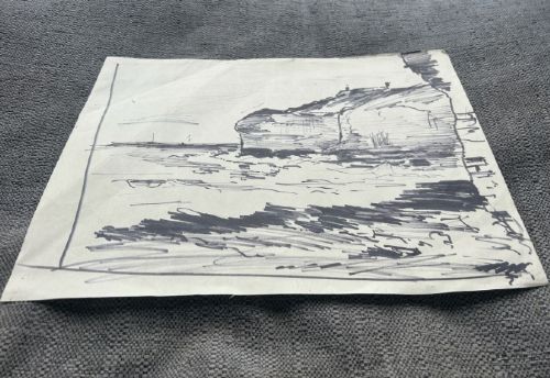 PETER SPINK 1964 ORIGINAL VINTAGE INK DRAWING FLAMBOROUGH HEAD YORKSHIRE SCENE - ADDITIONAL PHOTO 3