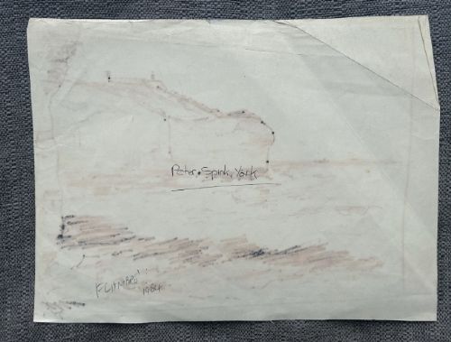 PETER SPINK 1964 ORIGINAL VINTAGE INK DRAWING FLAMBOROUGH HEAD YORKSHIRE SCENE - ADDITIONAL PHOTO 4