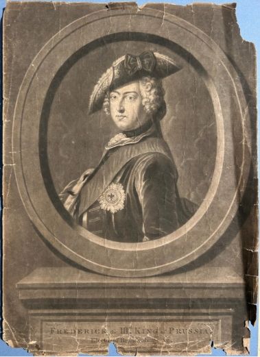 ORIGINAL RARE C1760 RICHARD HOUSTON MEZZOTINT ENGRAVING AFTER ANTOINE PESNE FREDERICK III PRUSSIA - ADDITIONAL PHOTO 1