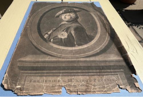 ORIGINAL RARE C1760 RICHARD HOUSTON MEZZOTINT ENGRAVING AFTER ANTOINE PESNE FREDERICK III PRUSSIA - ADDITIONAL PHOTO 7