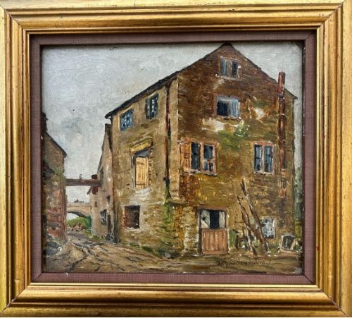 Arthur W Newsholme Signed Original Early 20th Century Antique Oil Painting on Panel 'Ripley Mill' English Landscape