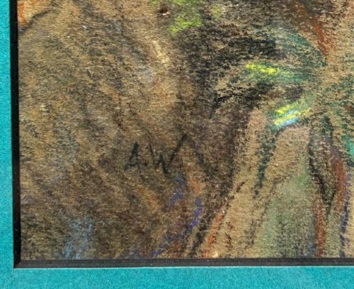 Arthur Wardle Lioness in a Tree Original early 20th Century Antique Pastel Painting Signed with Initials View VI