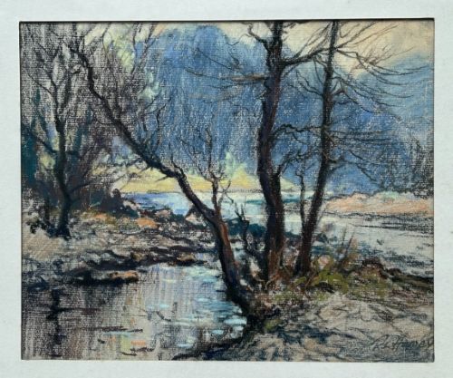 Robert Leslie Howey Signed Original mid 20th Century Vintage Pastel Drawing Painting Borrowdale English Landscape View III