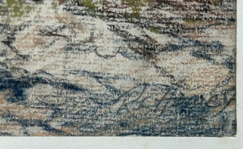 Robert Leslie Howey Signed Original mid 20th Century Vintage Pastel Drawing Painting Borrowdale English Landscape View V