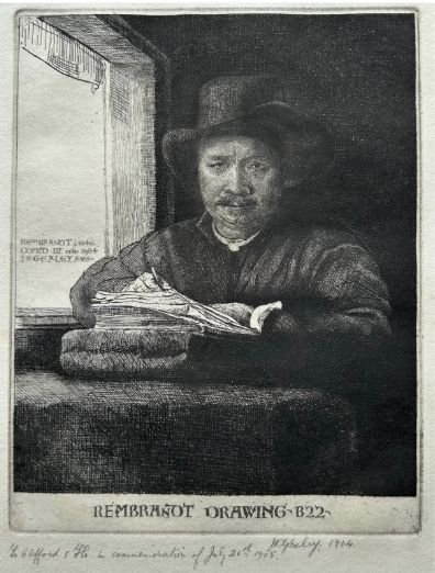 James R G Exley 1904 Signed Original Etching Engraving After Rembrandt – Pupil of Frank Short Rca