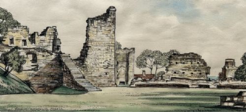 Joseph R R Mcculloch 1934 Rba Pickering Castle Yorkshire Early 20th Century Vintage Watercolour Painting