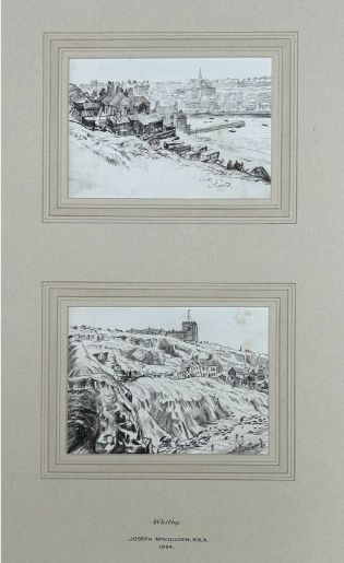 Joseph R R Mcculloch Rba 1934 Signed Pair of Early 20th Century Pencil Drawings Whitby Yorkshire