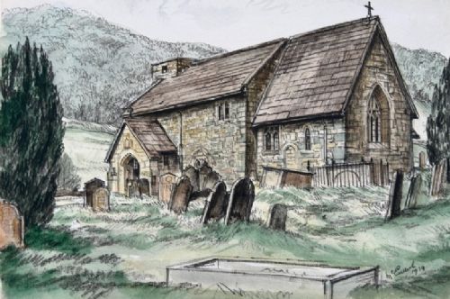 Joseph Rr Mcculloch Rba 1934 St Hilda's Church Ellerburn Thornton Dale Yorkshire Original Early 20th Century Watercolour Painting English Landscape