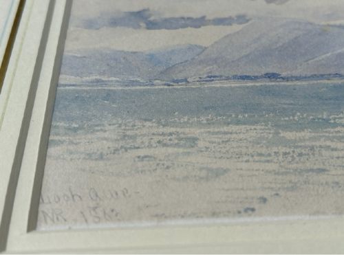 A 19th-century watercolour landscape depicting figures in a small boat on a Scottish loch framed by mountains and cloudy sky. View VIII