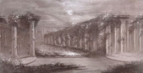 Original Early 20th Century Charcoal Painting Winter Gardens Weston-super-mare Grimshaw/whistler Influence Paper Attached to Canvas Stretcher