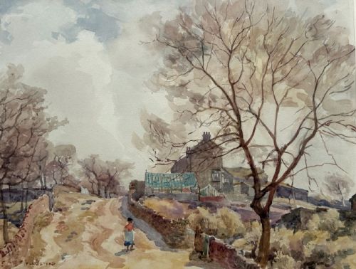 Fred Stead Signed Original Early 20th Century Antique Watercolour Painting Cottage & Country Lane British Landscape