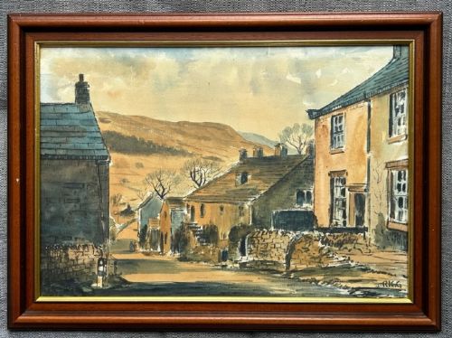 Jack Rigg Signed Original Mid 20th Century Watercolour Painting Appletreewick Yorkshire Dales British Landscape