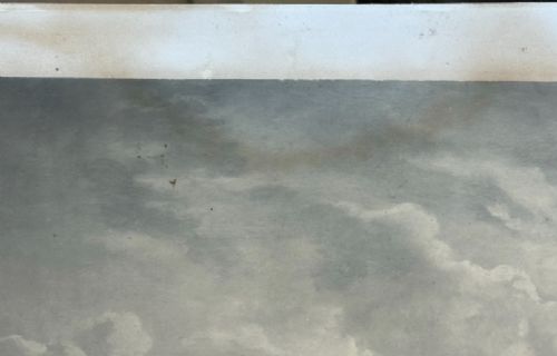 An 1890 monochrome autotype print depicting Victorian figures gathered on a cliff overlooking Scarborough beach and coastal bay. View XIV