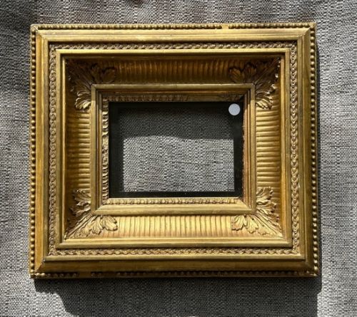Original 19th Century European Style Deep Giltwood & Gesso Fluted Hollow Antique Picture Frame 1