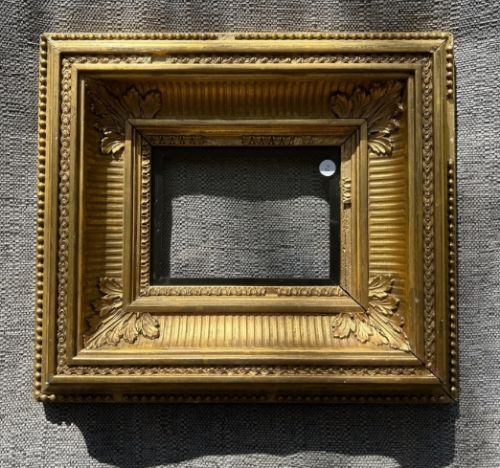 Original 19th Century European Style Deep Giltwood & Gesso Fluted Hollow Antique Picture Frame 2
