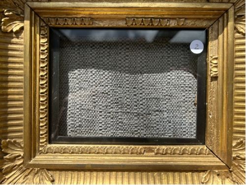 fig 4. An antique square giltwood picture frame featuring fluted hollow moulding, acanthus leaf corner ornaments, and beaded inner borders.