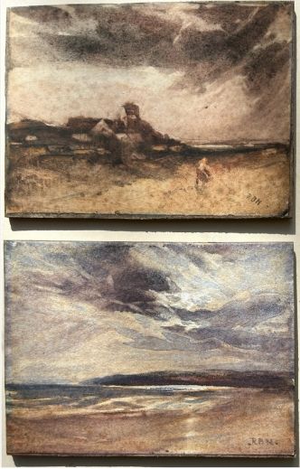 A Pair of Robert Buchan Nisbet Rsw Initialled Original Late 19th Century Antique Watercolour Paintings Scottish Landscapes