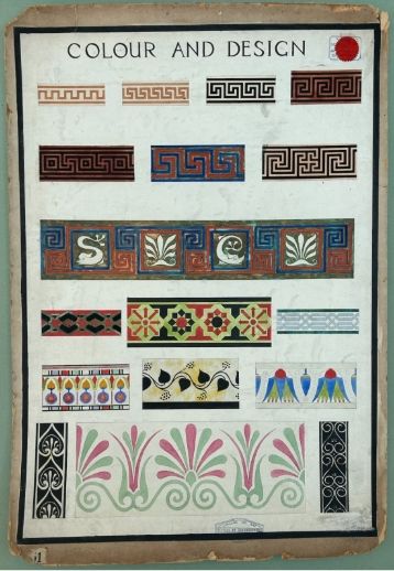 Original 1930'S Leeds School of Architecture Colour & Design Art Deco Study Board Original Watercolour Ink Painting