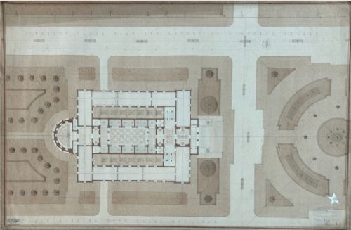 Original 1933 Architectural Drawing Student Design – Museum & Victoria Square – Leeds College of Art
