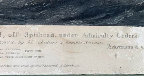 fig 3. An 1840 monochrome naval engraving depicting the steam frigate HMS Cyclops on rough seas with printed historical captions at the bottom.