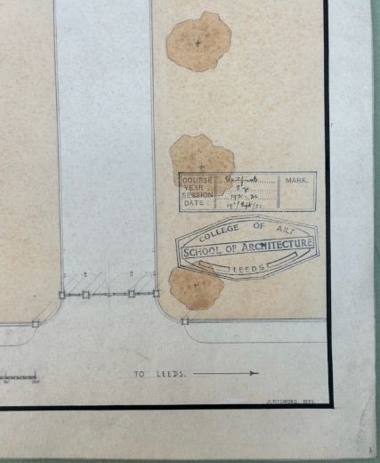 fig 2. An original 1932 architectural floor plan drawing on cream paper depicting the layout and grounds for a young mens club.