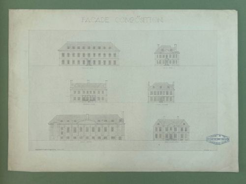 Original Signed 1930s Leeds College of Art School of Architecture Pen Ink Drawing Façade Composition Designs