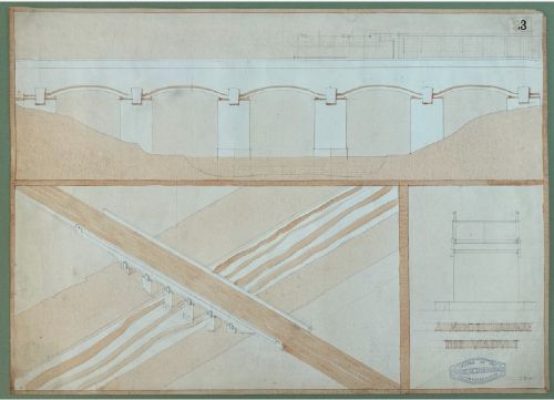 Original 1930s Architectural Drawing Leeds College of Art School of Architecture – Railway Viaduct – F. Rice – Leeds College