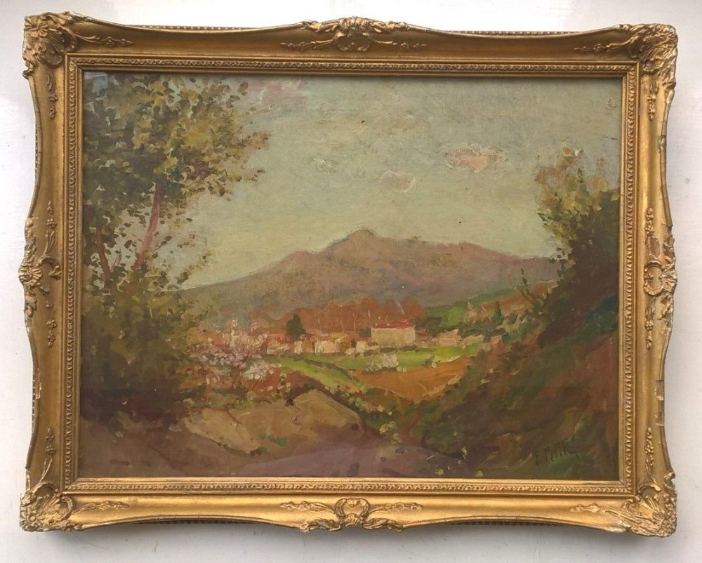 Filiberto Petiti Signed Original Antique Italian Oil Painting Landscape Italy