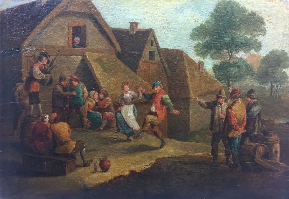 Circle of Jan Thomas Van Kessel Original Antique Oil Painting Dutch Tavern 