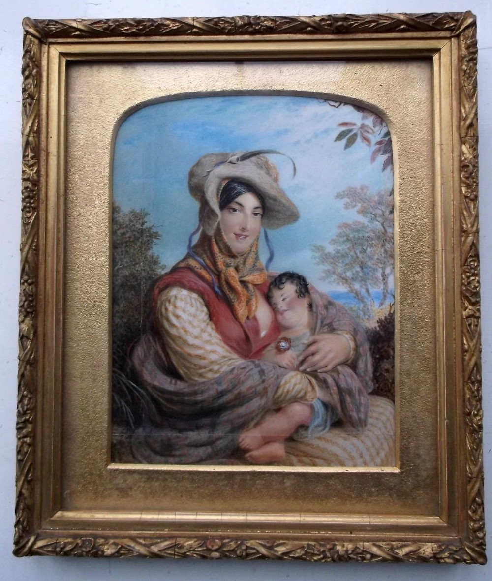 Paul Fischer Dated 1826 Original English Antique Watercolour Painting on Ivory 
