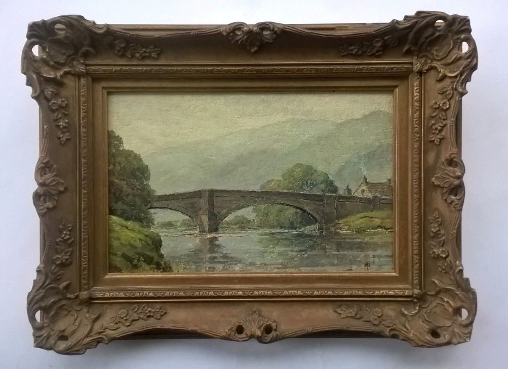 Arnold Priestman R.B.A. Signed Original Antique Oil Painting on Board Bolton Bridge Landscape Bolton Abbey Addingham Wharfedale Yorkshire